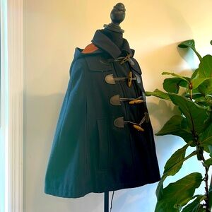 TopShop Cape Sleeve Wool Jacket with Removable Hood | Navy | Size 0 Petite